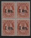 1888 2 Øre. on 12ø Yellow-brown (4 Block) (image for) 1888 2 Øre. on 12ø Yellow-brown (4 Block)